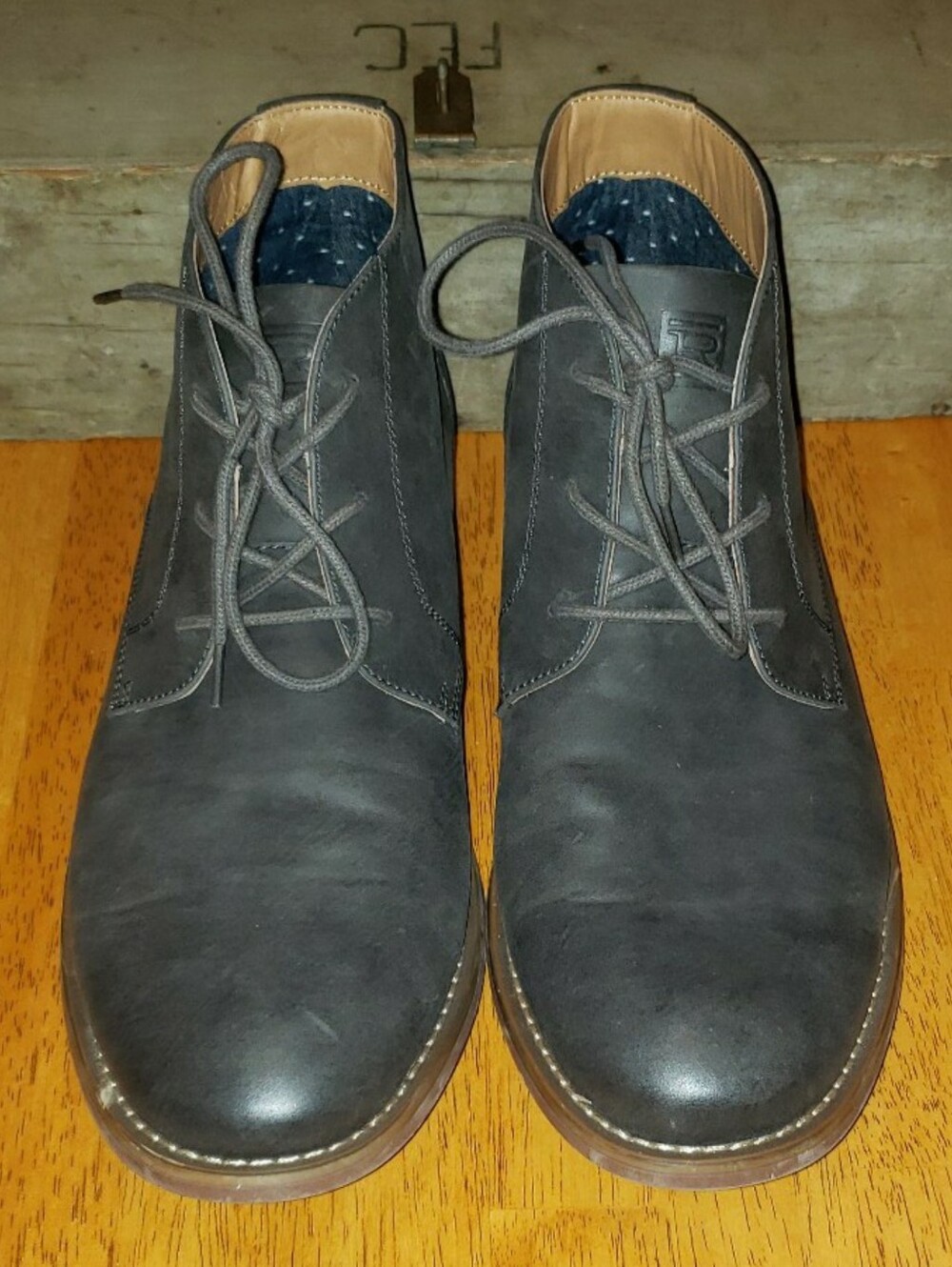RYE Gray Leather Lace Up Boots